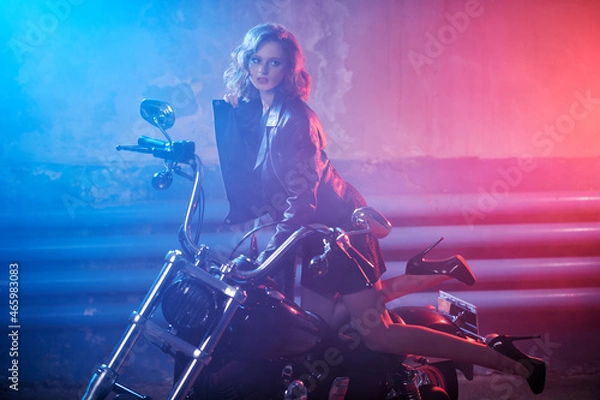 Fototapeta model posing on a motorbike