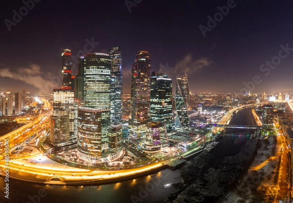 Obraz Moscow International Business Center (MIBC) also known as “Moscow City" at night.