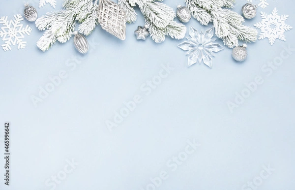 Obraz Noel or Christmas background with silver decor