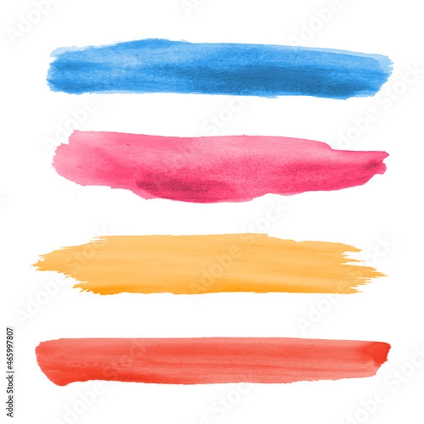 Obraz A set of Drawn brushes, strokes, blots. Watercolor technique. Vector illustration. Artistic design elements. A stain with streaks. Texture for the background. Isolated, on a white background.