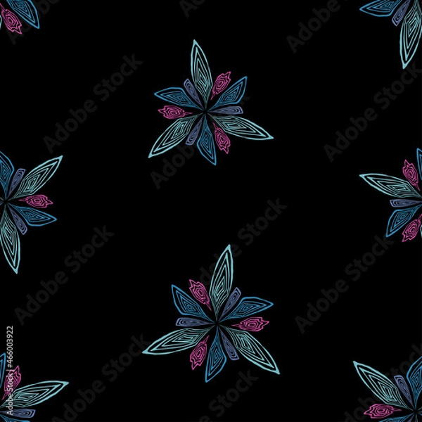 Fototapeta Seamless background of decorative flowers from abstract geometric shapes