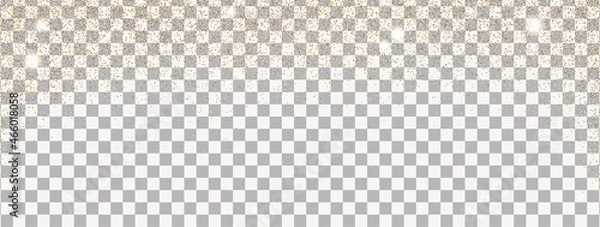 Obraz Sparkling falling gold dust on transparent background. Vector horizontal background with glitter and space for text.	