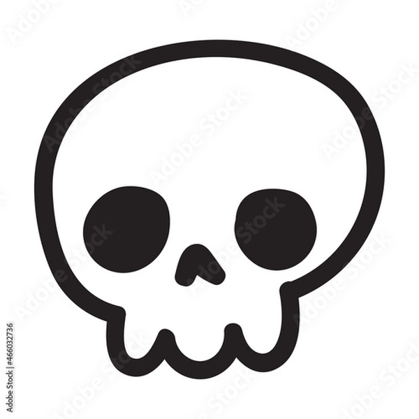Fototapeta Hand drawn cartoon doodle skull. Funny cartoon skull isolated on white background.