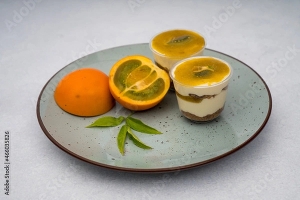 Obraz Lulo desserts with leaves on a marble background