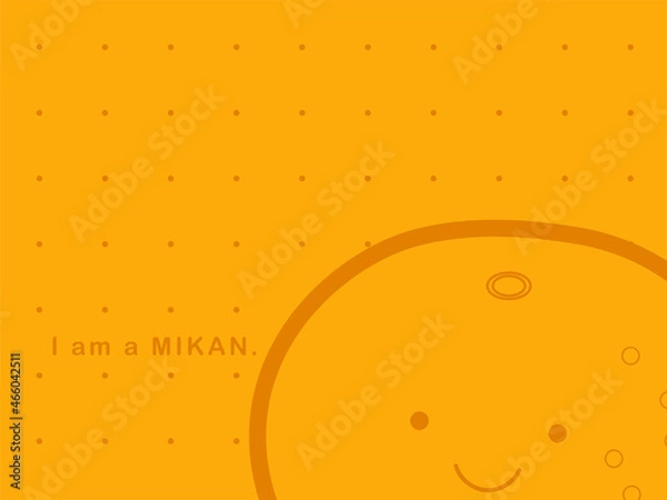 Fototapeta 1個の顔つきみかんのアップとドット柄の4:3壁紙