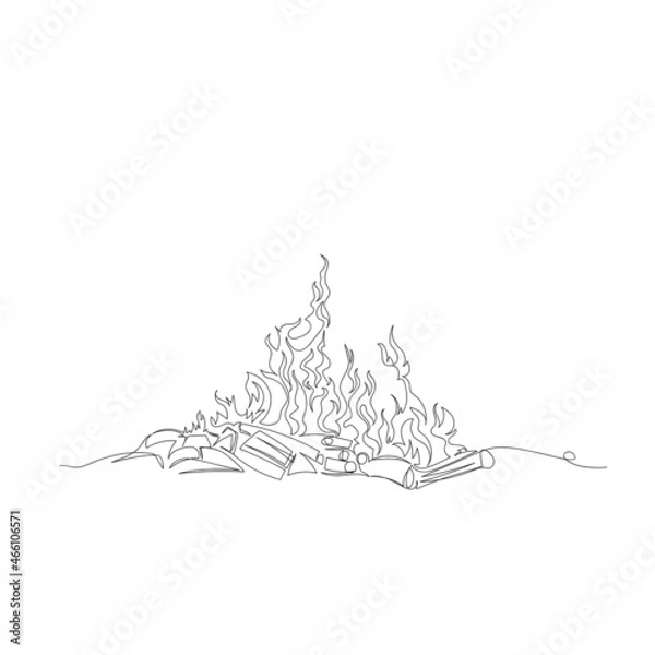Fototapeta fire. vector image of fire. one line. a continuous infinite line. graphic picture