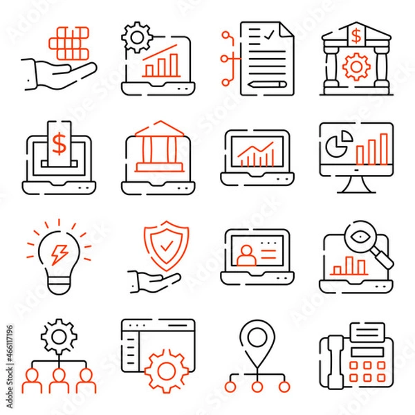 Fototapeta Pack of Business and Statistics Linear Icons 