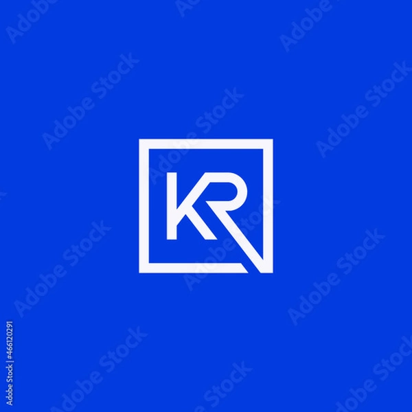 Fototapeta KR monogram logo inside square frame.