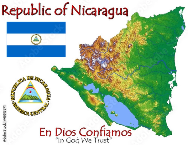 Fototapeta Motto mapy symbolu narodowego Nikaragui Ameryki Środkowej