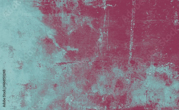 Fototapeta Dirty grunge surface of metal. Vintage dust wallpaper. Ancient stains effect. Blue red grunge texture. Retro old splatter. Abstract cracked material. Rough grunge background.