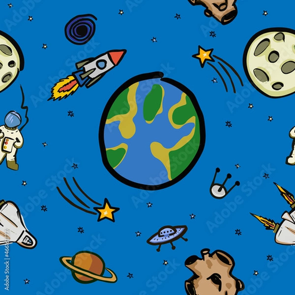 Obraz Pattern - Children's space theme