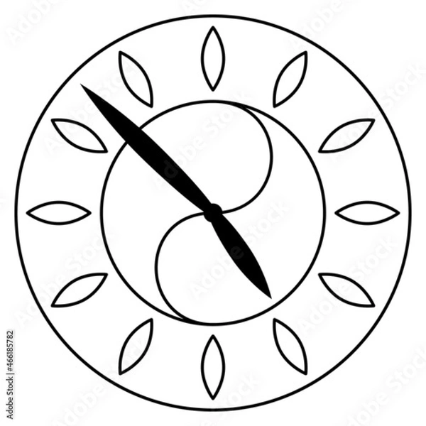 Obraz Fashionable design for watch face, flower theme. The clock on the wall, on the hand. Vector icon, outline, isolated.