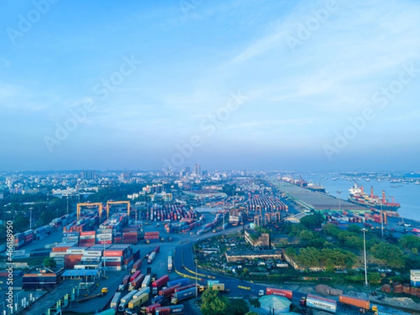 Fototapeta Chittagong Port Drone View Bangladesh Shipping Container Commerical Dock