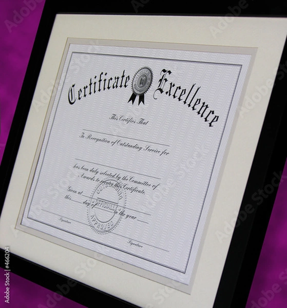 Fototapeta certificate of excellence