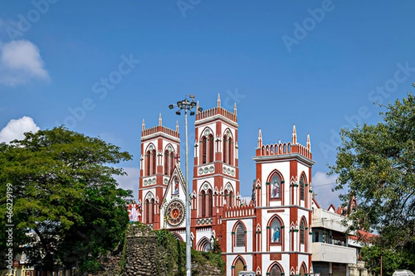 Obraz Basilica of the Sacred Heart of Jesus church situated on the south boulevard of Pondicherry, India, is an specimen of Gothic architecture.