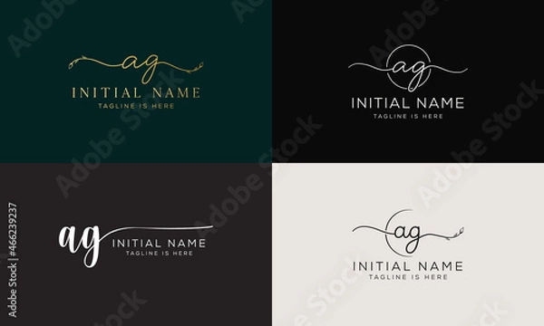 Fototapeta AG GA Signature initial logo template vector