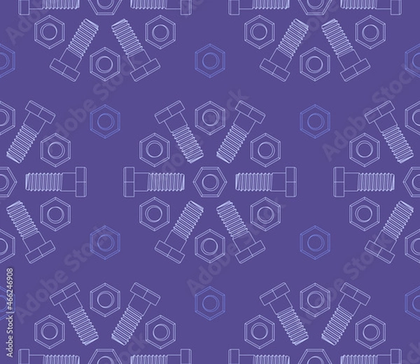 Fototapeta Christmas seamless pattern of fasteners laid out in the shape of snowflakes. Vector background.