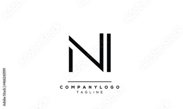 Obraz Abstract Letter Initial NI IN Vector Logo Design Template