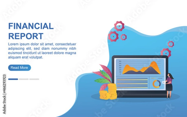 Fototapeta financial report concept with person looking at chart on laptop.