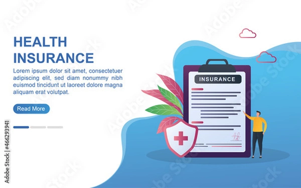 Fototapeta health insurance concept with declaration form and health shield.