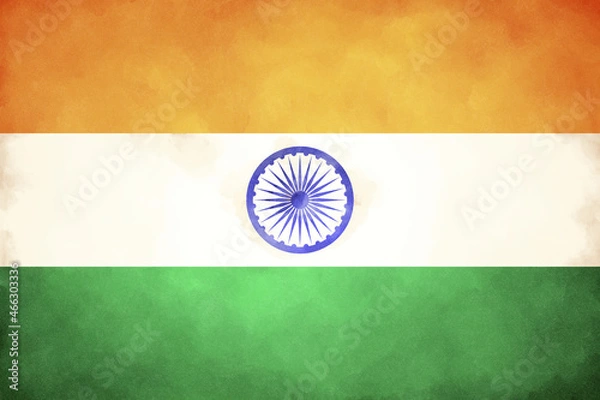 Fototapeta インドの国旗の手描きビンテージ風イラスト