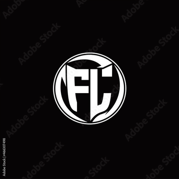 Fototapeta FL Logo monogram shield shape with three point sharp rounded design template