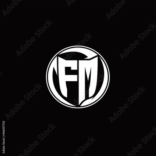 Fototapeta FM Logo monogram shield shape with three point sharp rounded design template