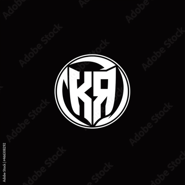 Fototapeta KR Logo monogram shield shape with three point sharp rounded design template