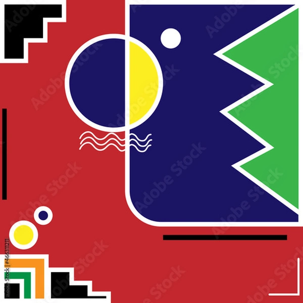 Obraz Geometric minimalist artwork poster with simple shapes and images. Abstract vector pattern design. Vector illustration.