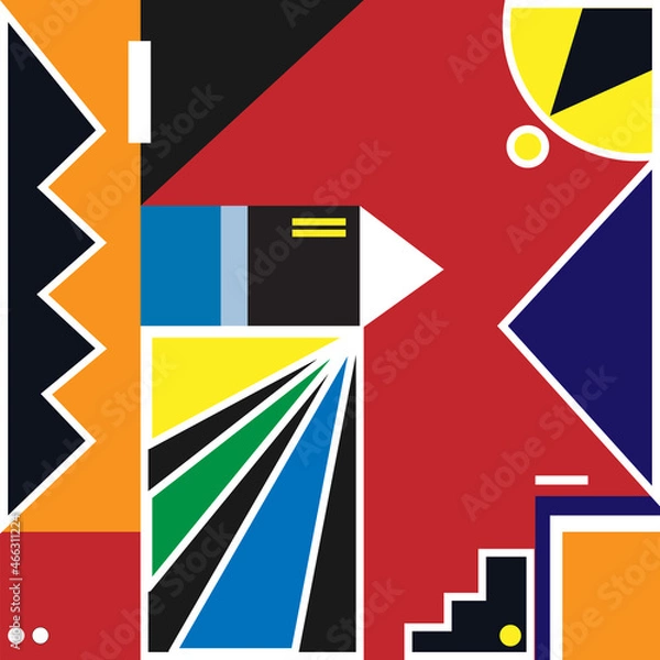 Obraz Geometric minimalist artwork poster with simple shapes and images. Abstract vector pattern design. Vector illustration.