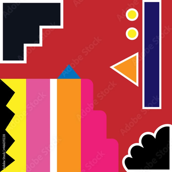 Fototapeta Geometric minimalist artwork poster with simple shapes and images. Abstract vector pattern design. Vector illustration.
