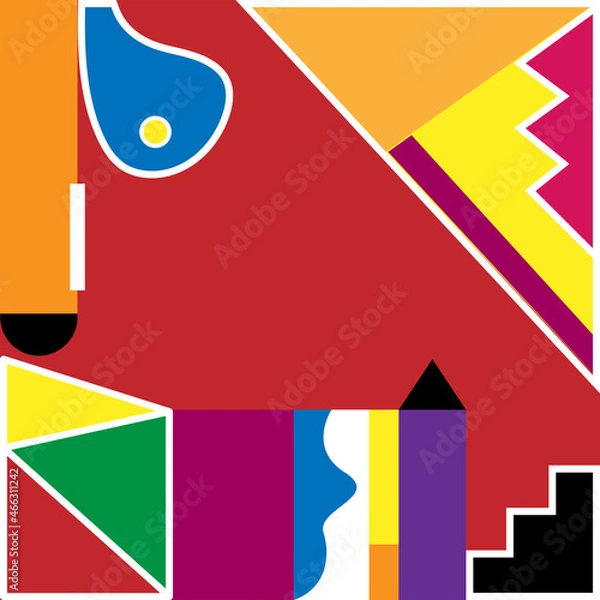 Obraz Geometric minimalist artwork poster with simple shapes and images. Abstract vector pattern design. Vector illustration.