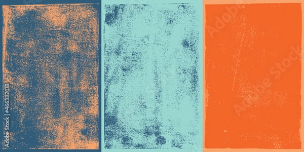 Fototapeta Letterpress ink textures. Set of 3 Rough, eroded lino print textures taken from high resolution scans. Compound path and paths optimised.