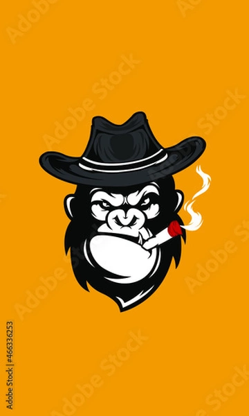 Obraz Gorilla with Cowboy Hat Logo