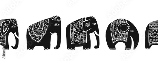 Fototapeta Vinatage elephants, Seamless pattern background for your design