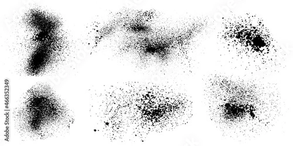 Fototapeta Elements of spray paint, set of ink blots. Vector illustration