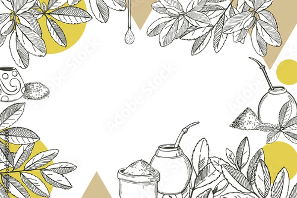 Fototapeta Yerba mate set. Vector background.