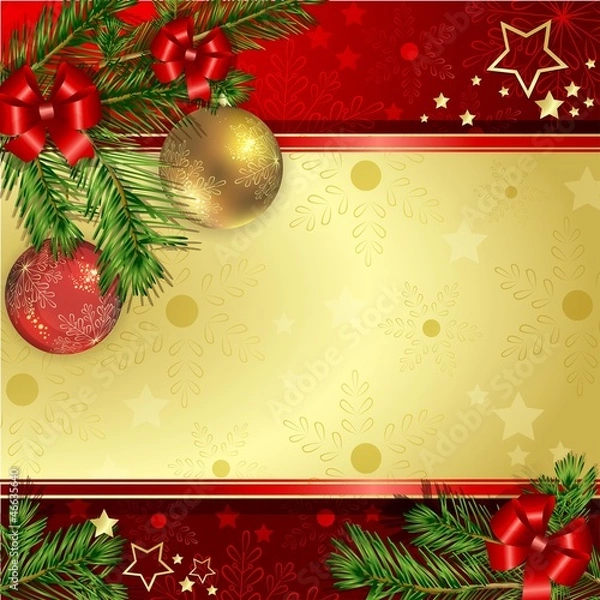 Obraz Christmas background with pine branch