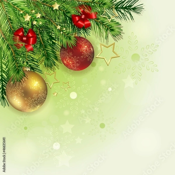 Obraz Christmas background with pine branch