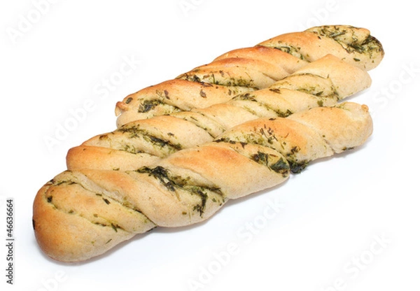 Fototapeta Twisted crisp bread with herbs, isolated on white