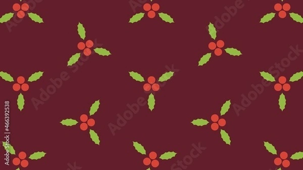 Fototapeta ひいらぎのパターン　ワインレッド