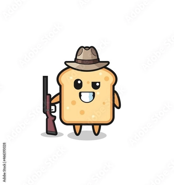 Fototapeta bread hunter mascot holding a gun