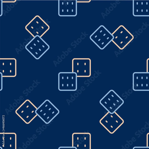 Fototapeta Line Game dice icon isolated seamless pattern on blue background. Casino gambling. Vector