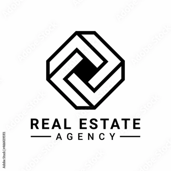 Fototapeta Structure Architecture Symbol for Real Estate Agency Mortgage Logo Design Vector