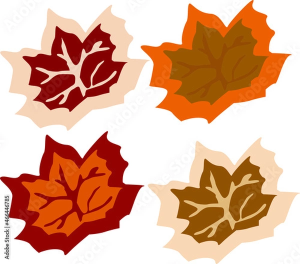 Fototapeta maple leaves of different colors,vector drawing,isolate on a white background