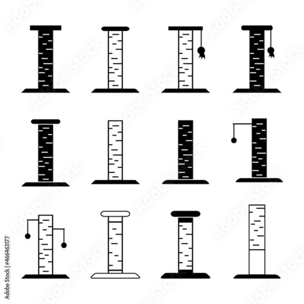 Fototapeta Cat scratching post vector icon set