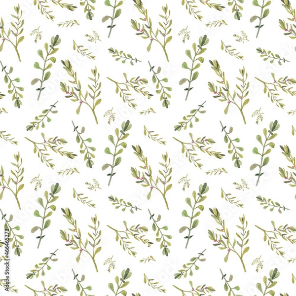 Fototapeta Watercolor color leaves seamless pattern. Watercolor fabric. Repeat leaves. Use for design invitations, birthdays, weddings