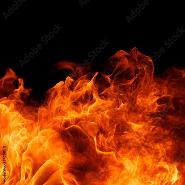 Fototapeta płonąć płomień ognia na czarnym tle