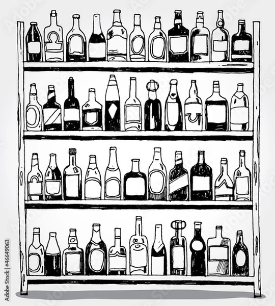 Obraz Bottles on shelf