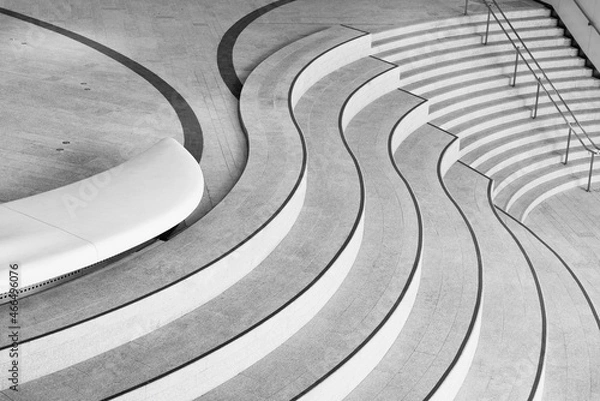 Fototapeta Stairway of modern architecture. Building abstract background